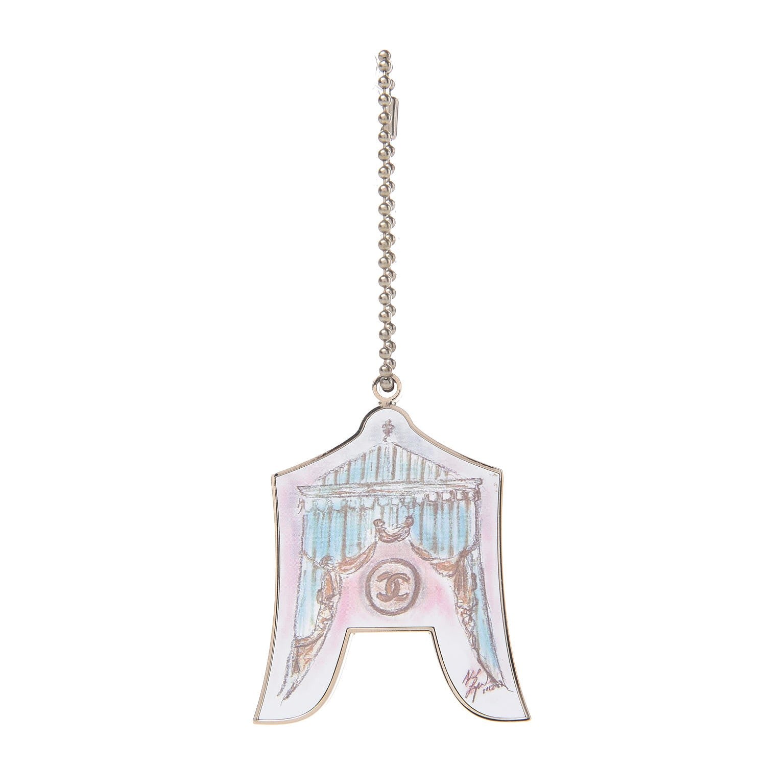 Chanel Enamel Circus Tent Bag Charm Pink Blue Silver 1 of 3
