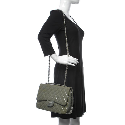 Chanel Patent Quilted Jumbo Single Flap Green 2 of 13