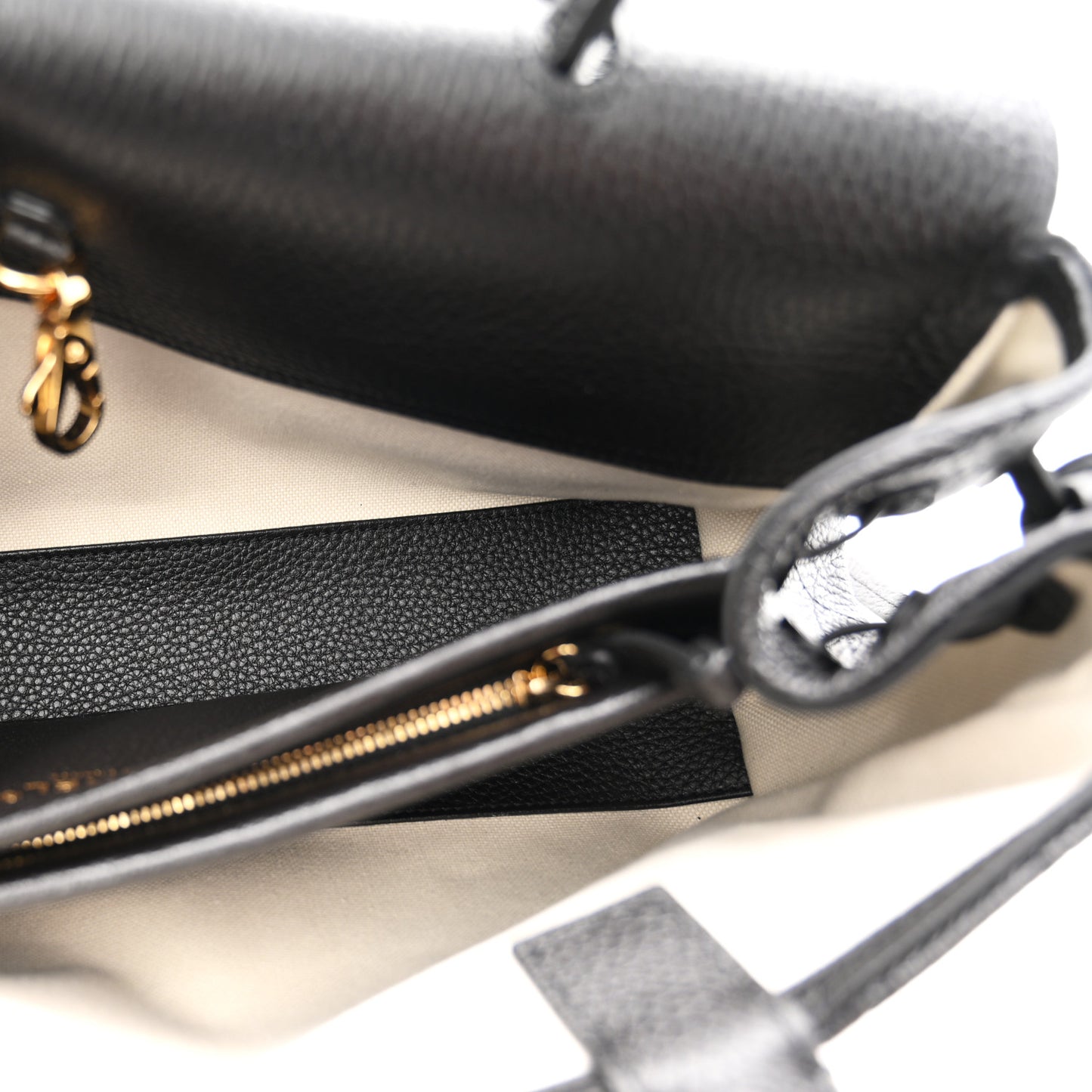 Grained Calfskin Stitched Urban Essentials Small Shopping Bag Black