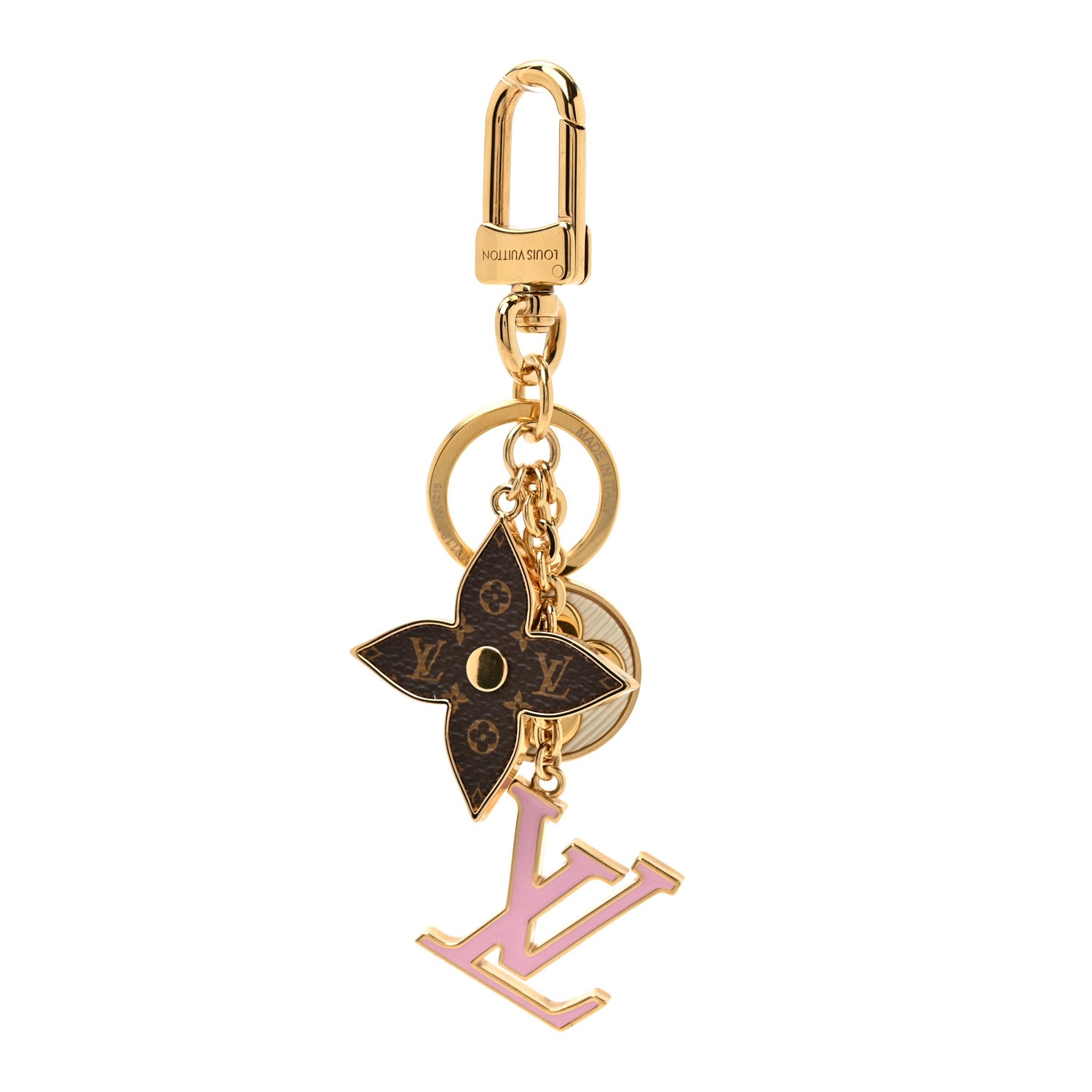 Louis Vuitton Metal Monogram Epi Spring Street Bag Charm Key Holder Gold 1 of 4