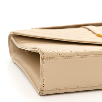 Saint Laurent Grain De Poudre Matelasse Chevron Large Monogram Satchel Dark Beige 10 of 13