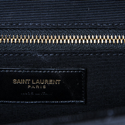 Saint Laurent Grain De Poudre Matelasse Chevron Large Monogram Satchel Black 18 of 19