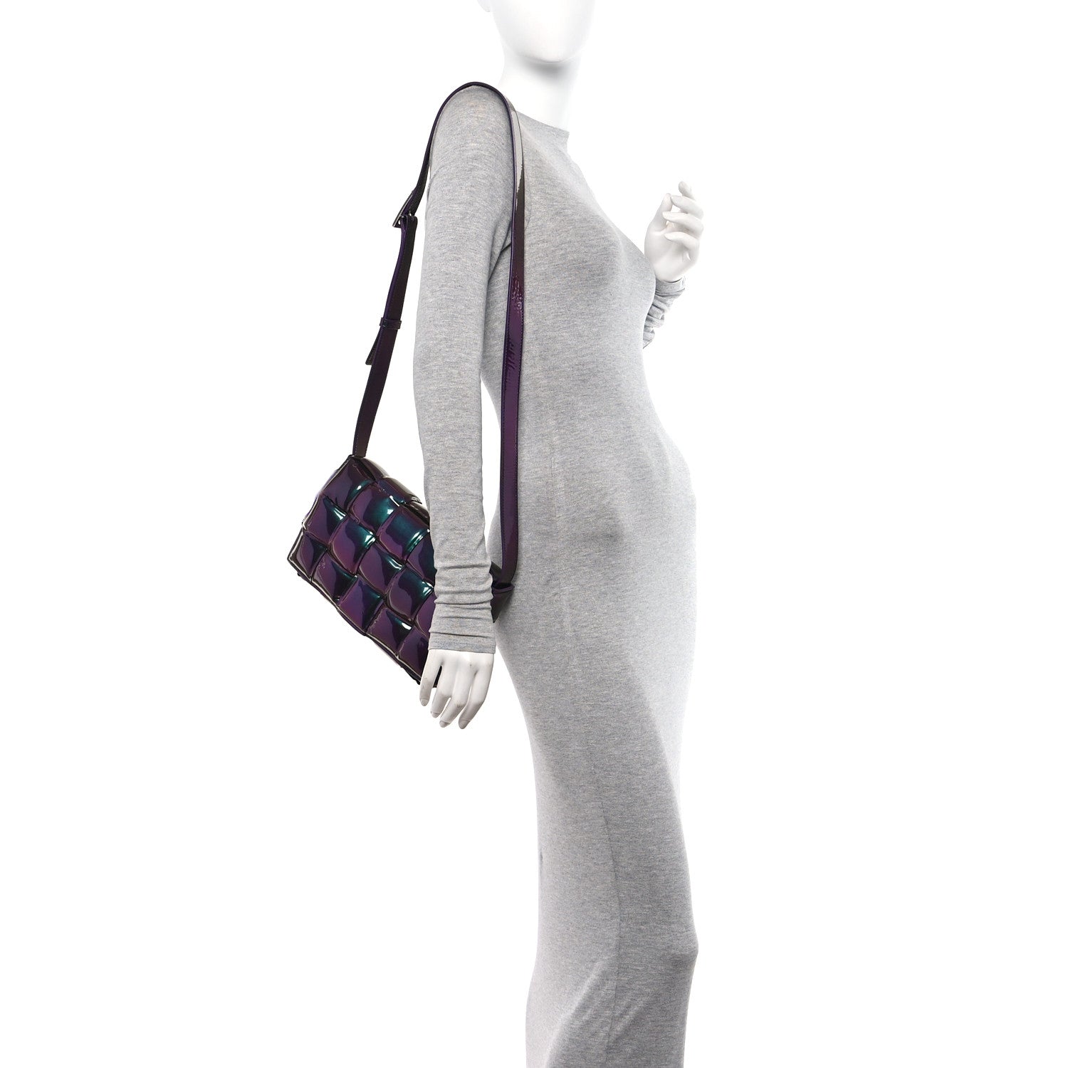 Bottega Veneta Glossy Nail Polish Nappa Maxi Intreccio Padded Cassette Crossbody Bag Holographic 2 of 11
