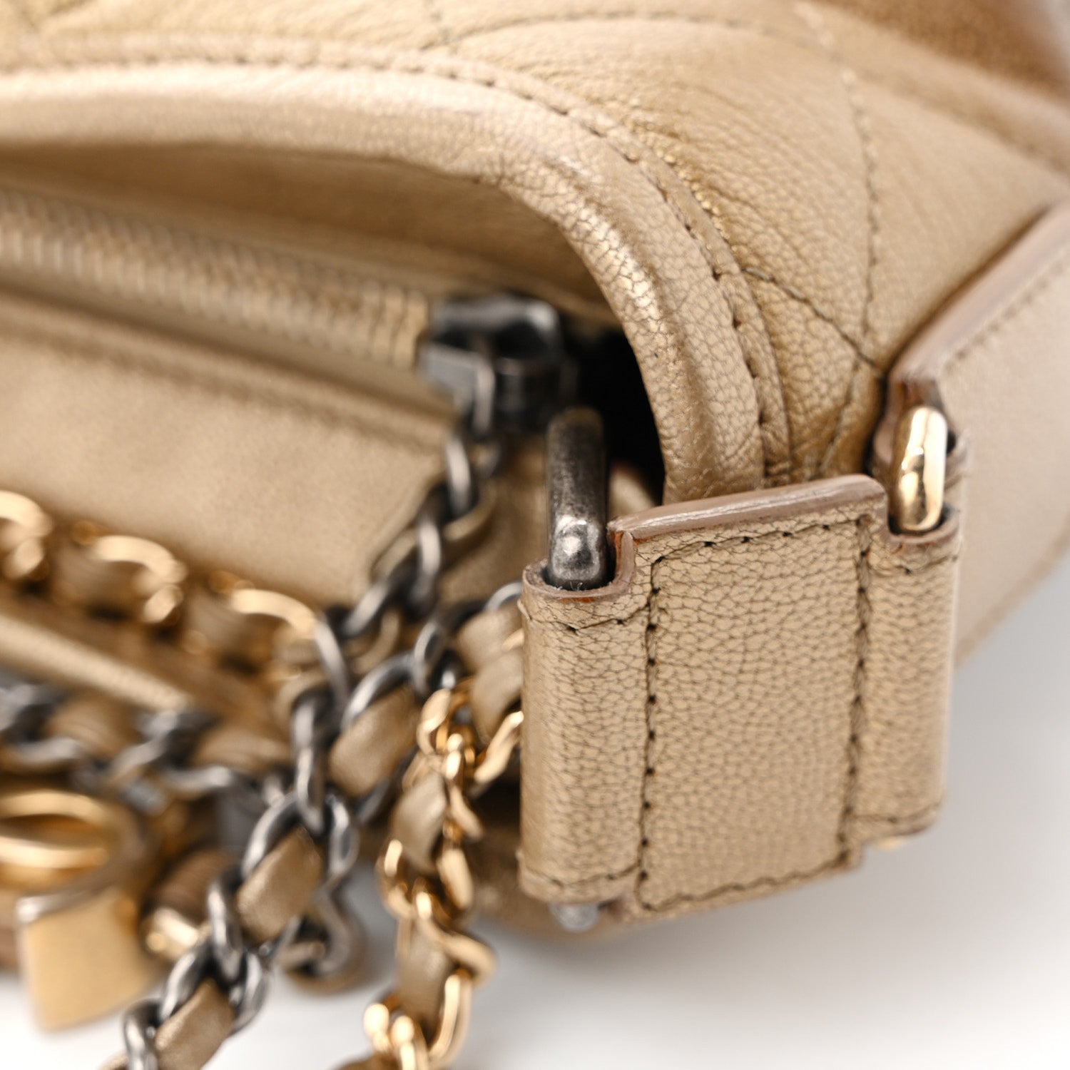 Chanel Metallic Goatskin Quilted Small Gabrielle Hobo Gold Bronze 12 of 13