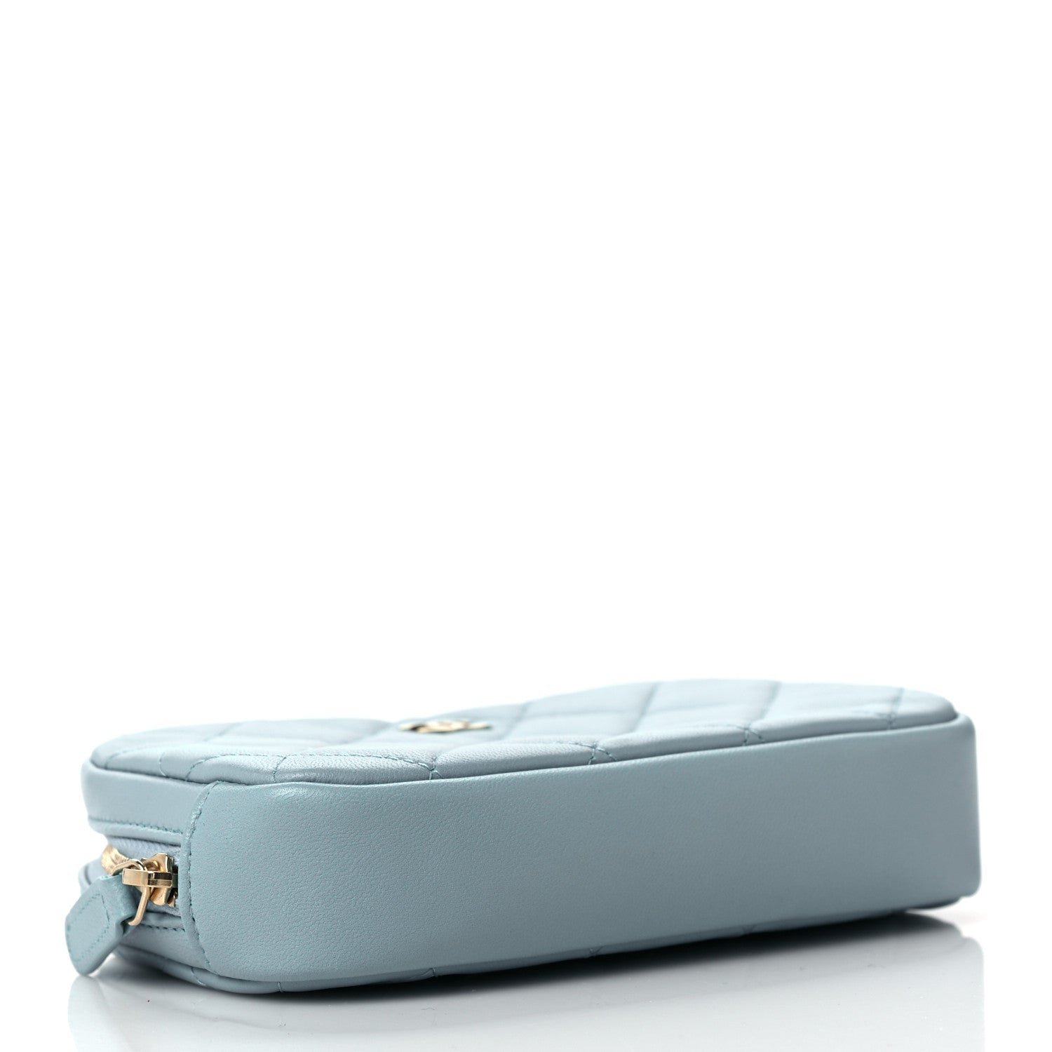 Chanel Lambskin Quilted Small Curvy Pouch Cosmetic Case Light Blue 4 of 9