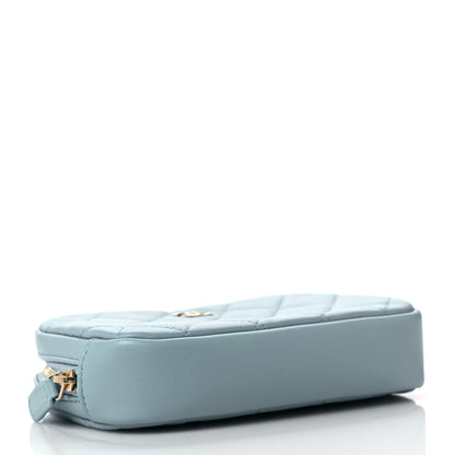 Chanel Lambskin Quilted Small Curvy Pouch Cosmetic Case Light Blue 4 of 9