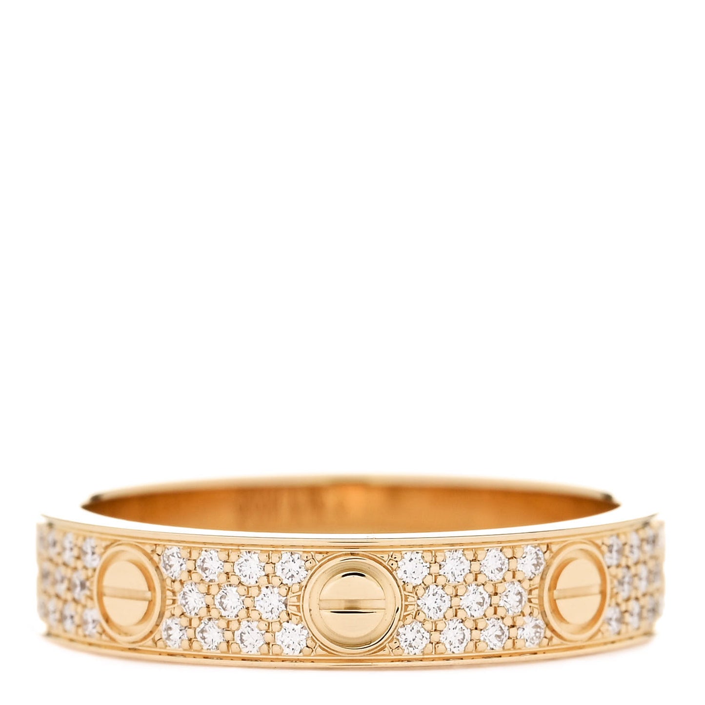 18K Yellow Gold Diamond 4mm LOVE Wedding Paved Band Ring 52 6