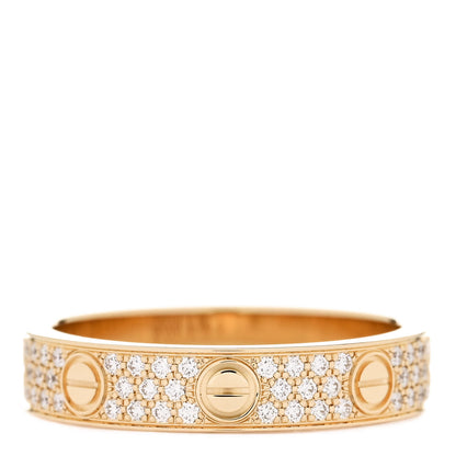 Cartier 18K Yellow Gold Diamond 4mm LOVE Wedding Paved Band Ring 52 6 3 of 5