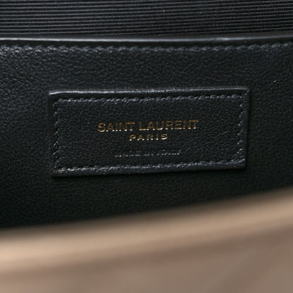 Saint Laurent Grain De Poudre Textured Mixed Matelasse Medium Triquilt Monogram Satchel Dark Beige 6 of 9