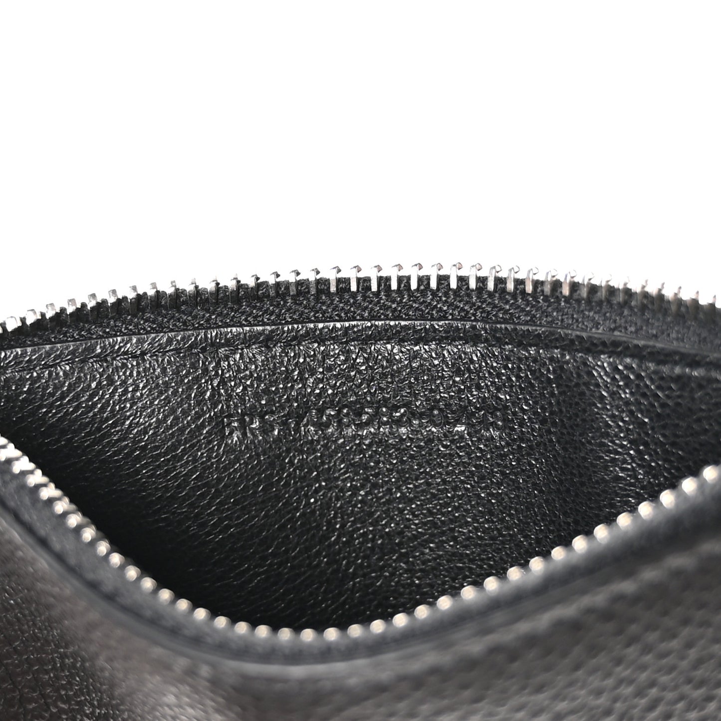 Grained Calfskin 5 Fragments Zip Pouch Card Holder Black