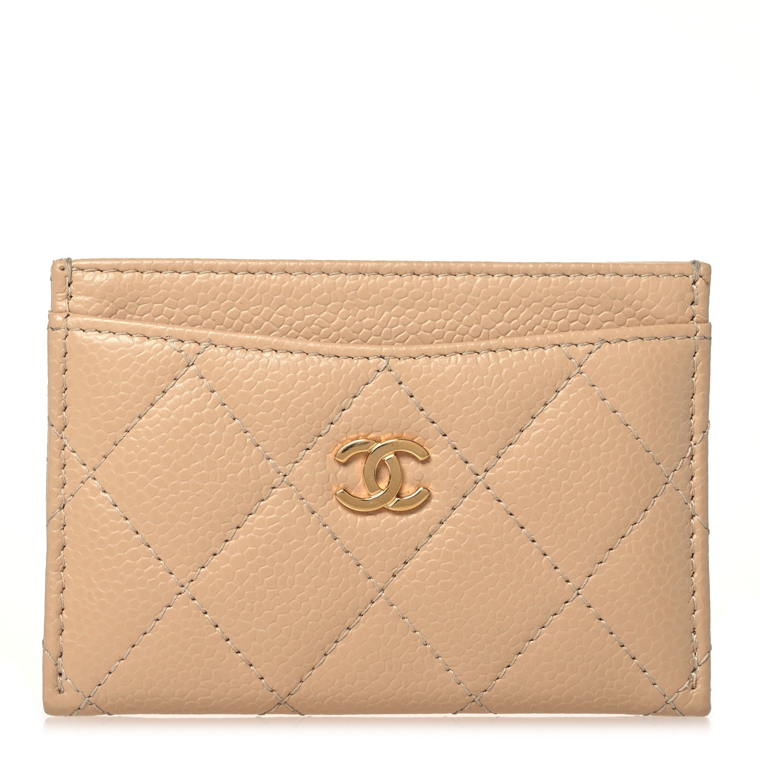 Chanel Caviar Quilted Card Holder Beige 1 of 14