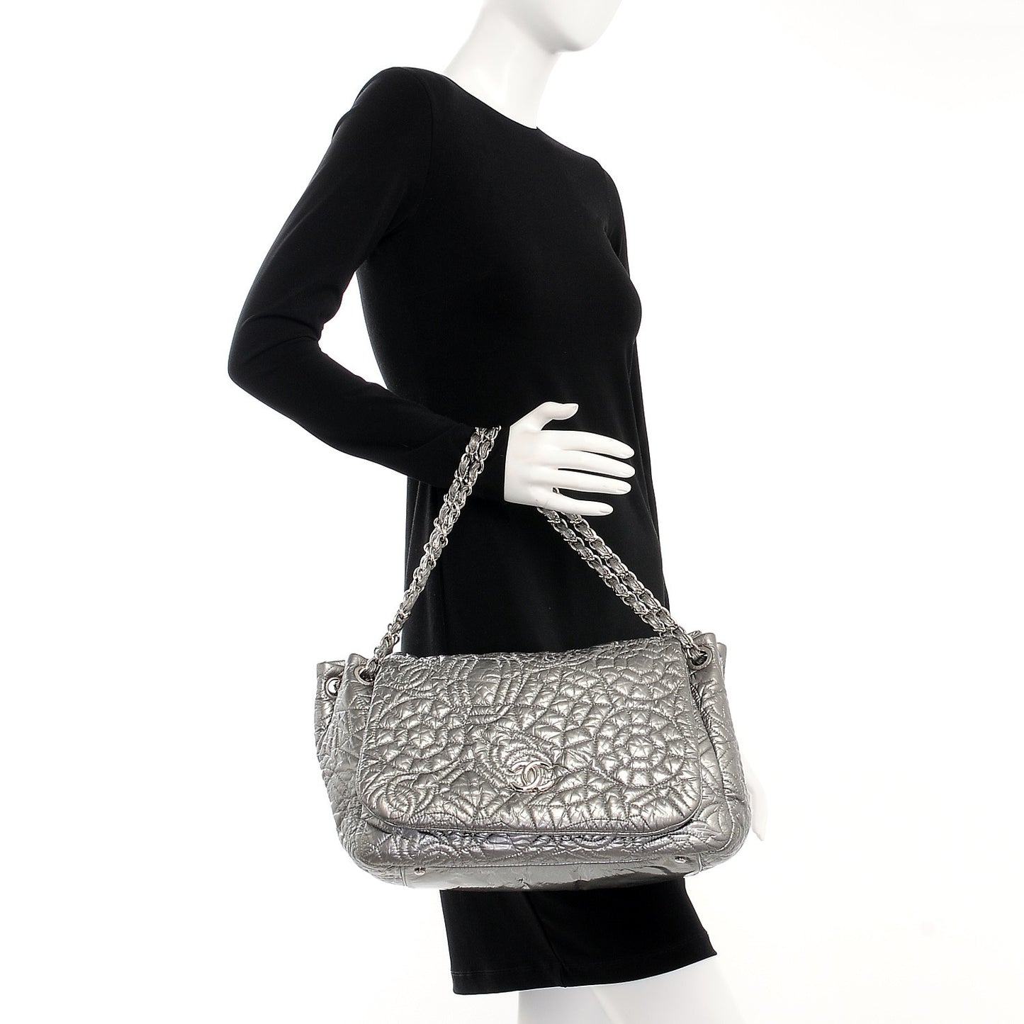 Vinyl Graphic Edge Accordion Flap Bag Silver