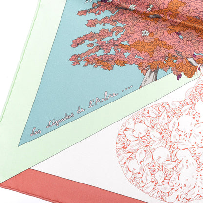 Hermes Silk Les Legendes de l'Arbre Scarf 90 Corail Veronese Mauve 3 of 6