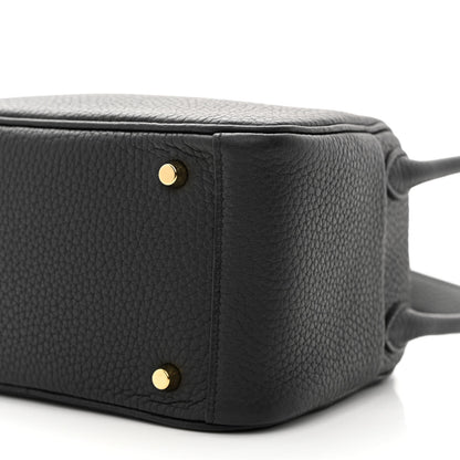 Hermes Taurillon Clemence Mini Lindy 20 Black 10 of 11