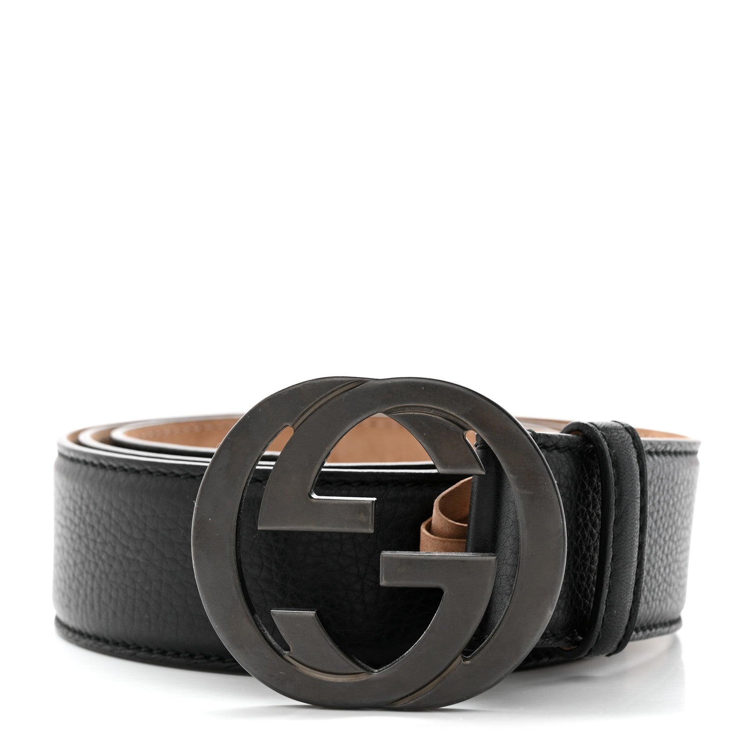 Gucci Pebbled Calfskin Interlocking G 40mm Belt 95 38 Black 1 of 6