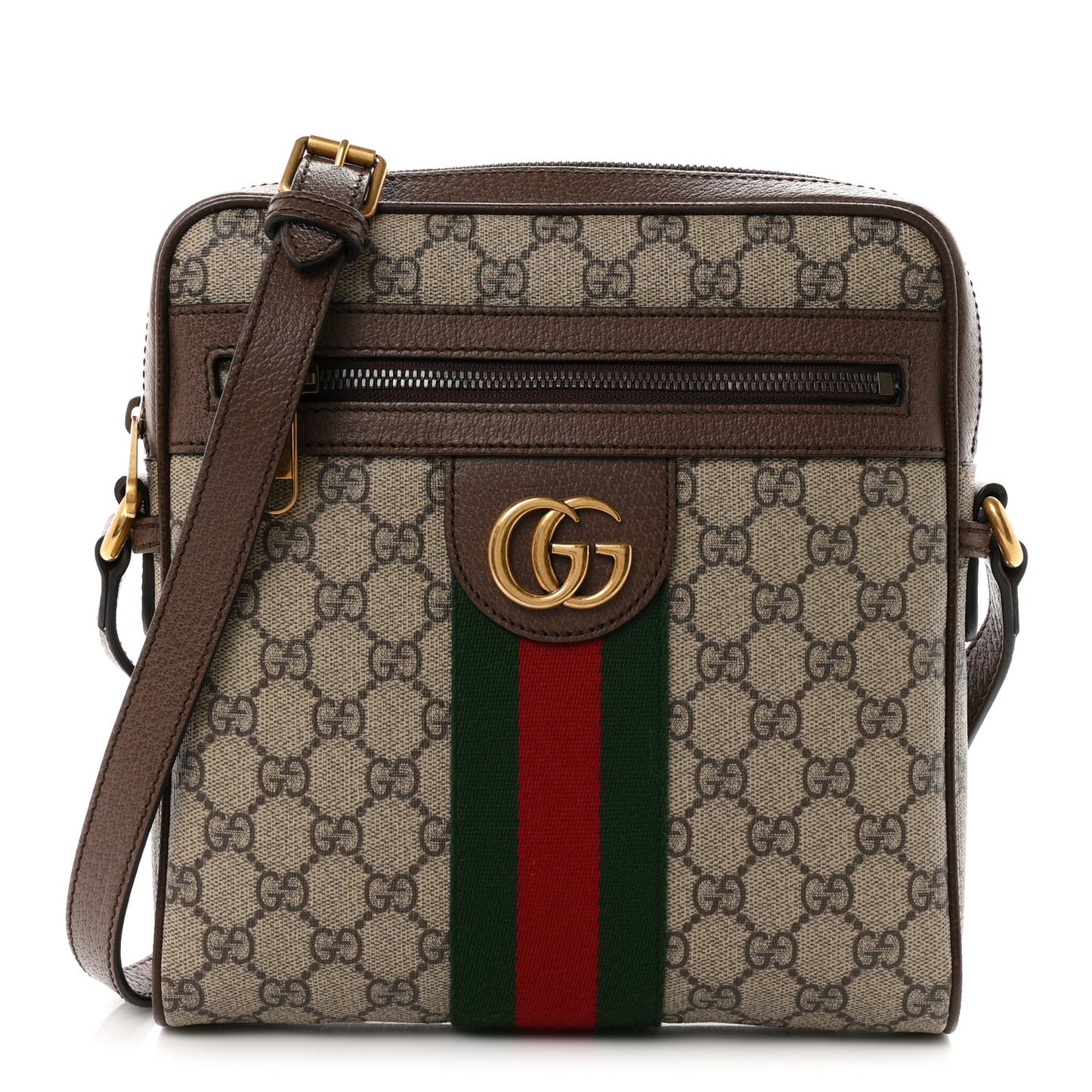 GG Supreme Monogram Web Small Ophidia Messenger Bag Brown