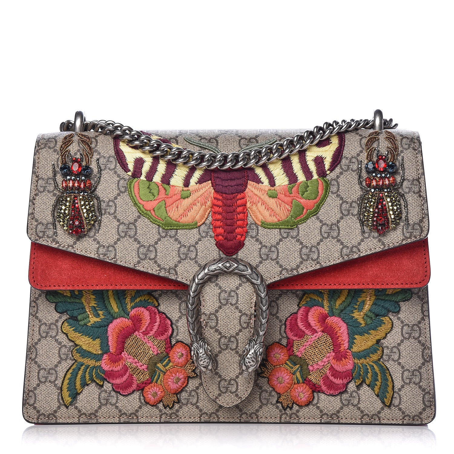 Gucci GG Supreme Monogram Embroidered Medium Dionysus Shoulder Bag Beige Hibiscus 1 of 12