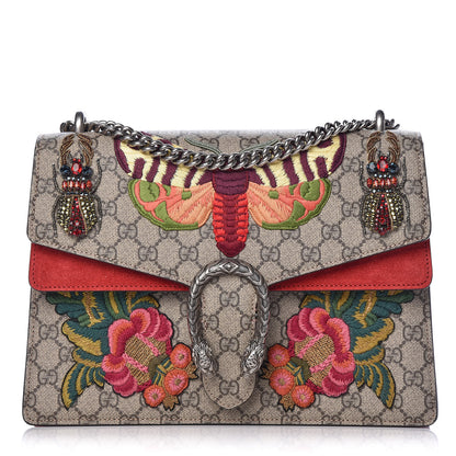 Gucci GG Supreme Monogram Embroidered Medium Dionysus Shoulder Bag Beige Hibiscus 1 of 12