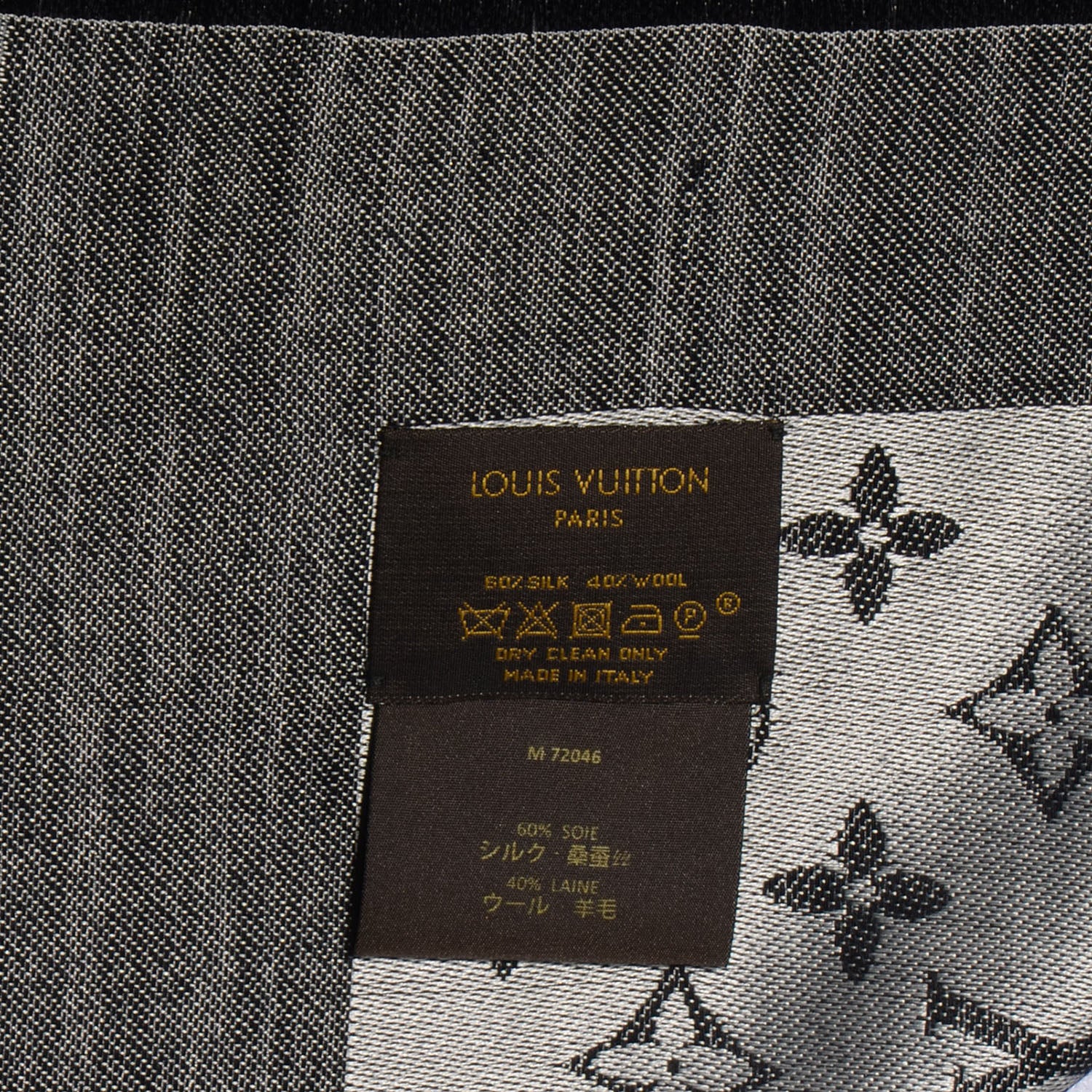 Louis Vuitton Silk Wool Monogram Denim Shawl Black 5 of 5
