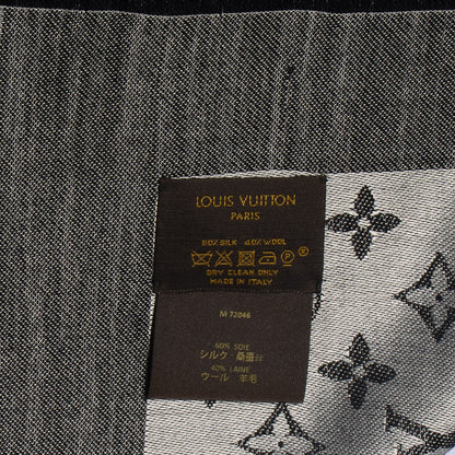 Louis Vuitton Silk Wool Monogram Denim Shawl Black 5 of 5
