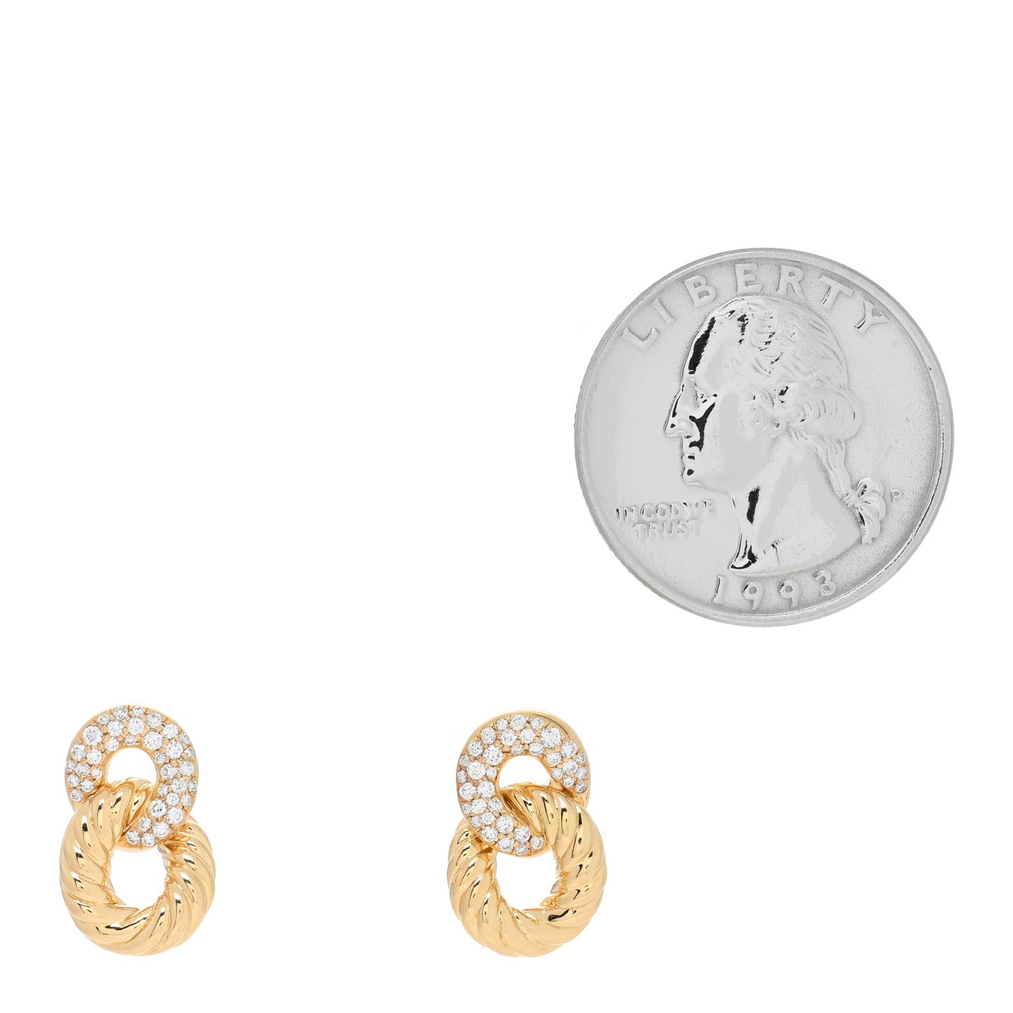 18K Yellow Gold Diamond Extra Small Belmont Curb Link Drop Earrings
