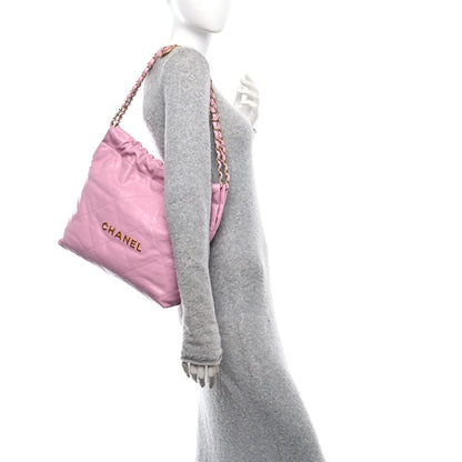 Chanel Shiny Calfskin Quilted Small Chanel 22 Dark Pink 2 of 11