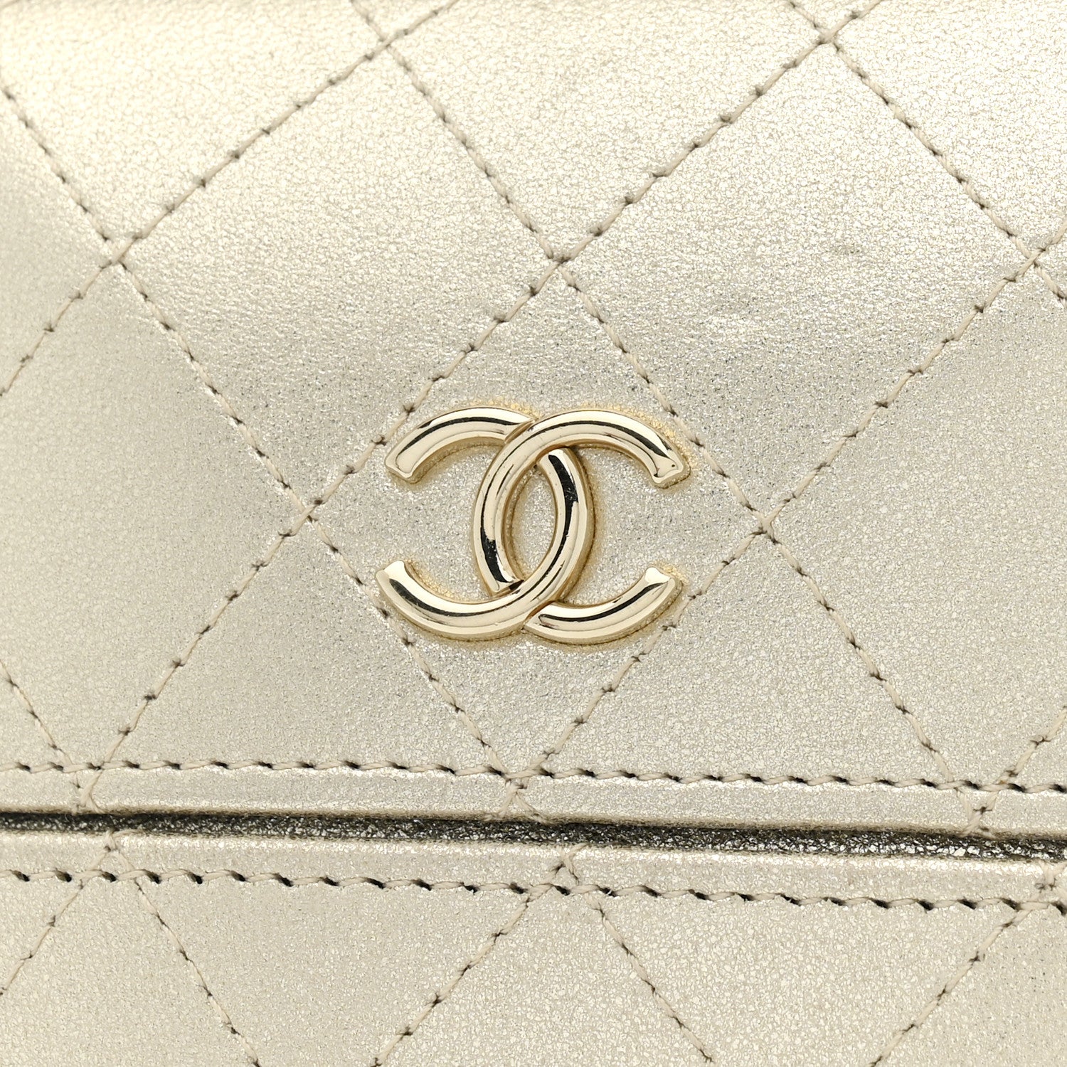 Chanel Metallic Lambskin Quilted Chain Around Phone Holder Gold 11 of 12