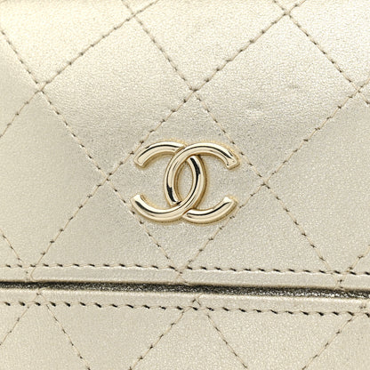 Chanel Metallic Lambskin Quilted Chain Around Phone Holder Gold 11 of 12