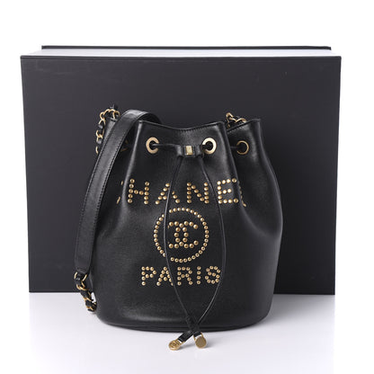 Chanel Caviar Deauville Drawstring Bucket Bag Black 10 of 10