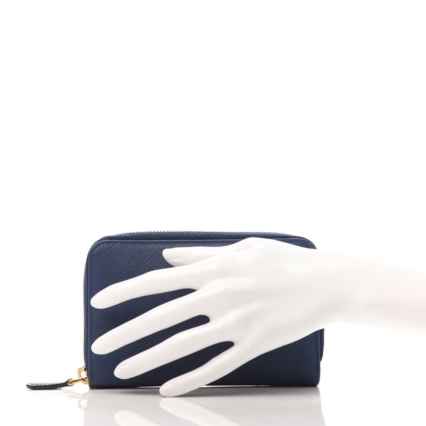 Saffiano Metal Zip Around Wallet Bluette