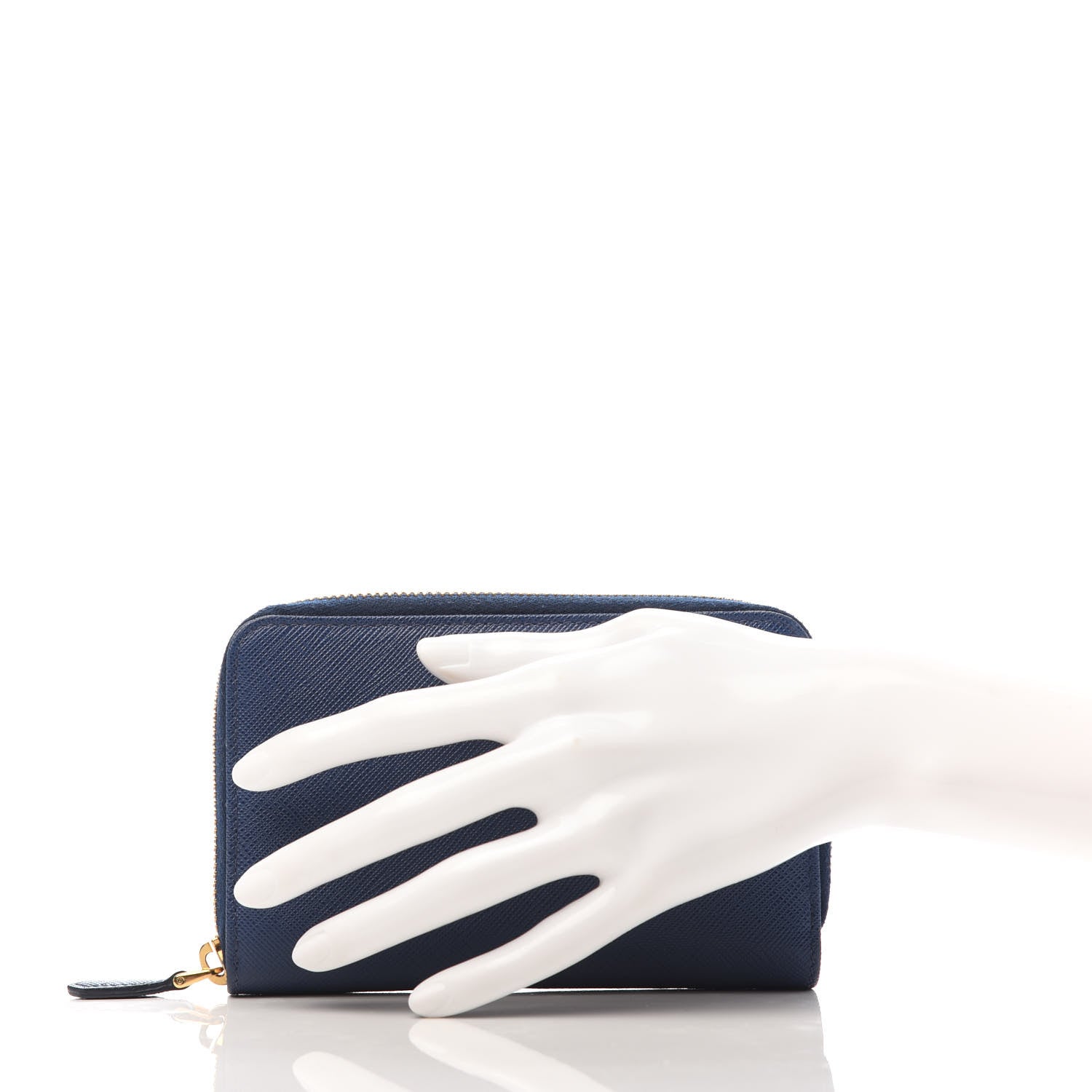 Prada Saffiano Metal Zip Around Wallet Bluette 2 of 9