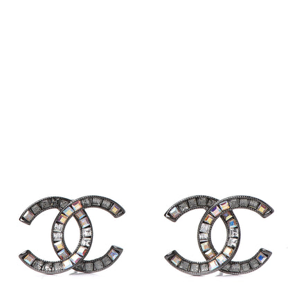 Chanel Ruthenium Baguette Crystal CC Earrings 1 of 5