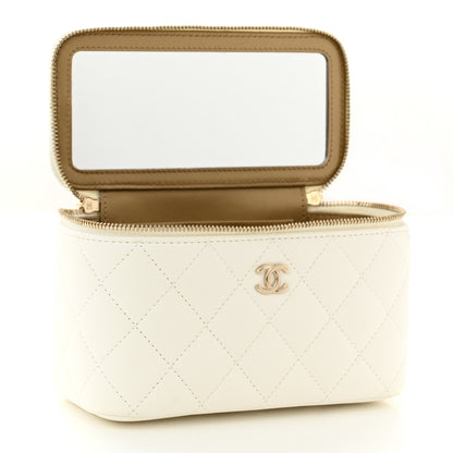 Chanel Lambskin Quilted Pearl Crush Small Vanity Case With Chain White 4 of 11
