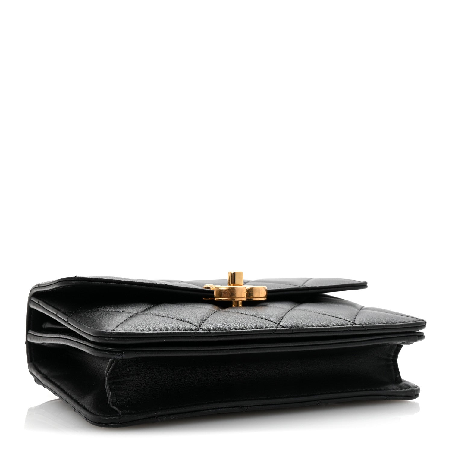 Chanel Shiny Calfskin Quilted Mini Metal Top Handle Flap Black 4 of 10