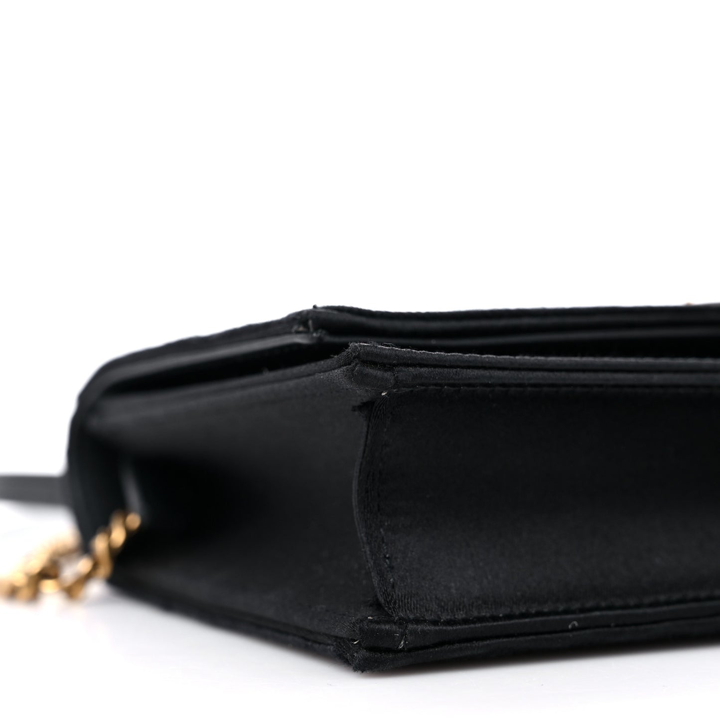 Satin Woven Monogram Kate Tassel Chain Wallet Black