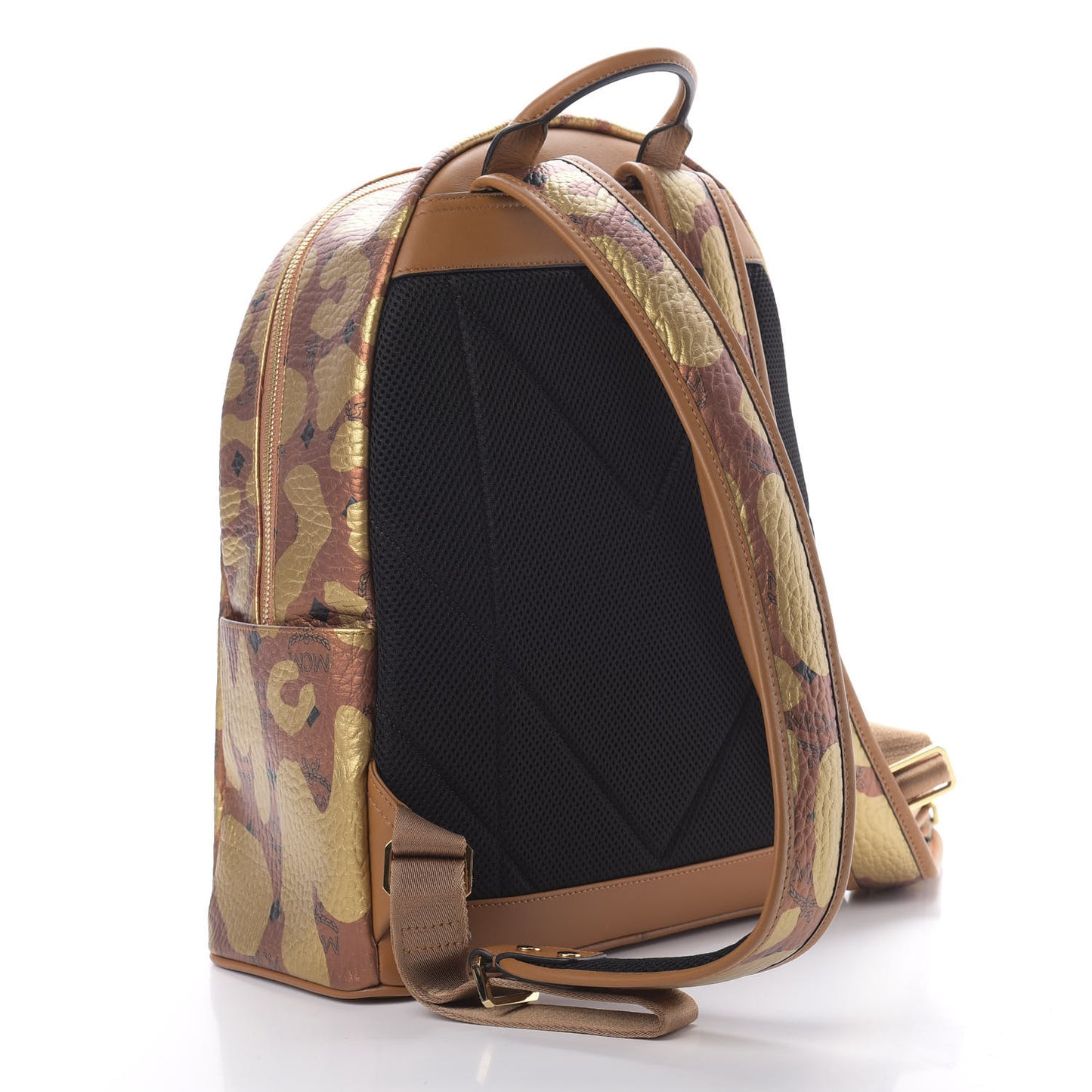 Metallic Visetos Leopard Print Small Stark Backpack Cognac