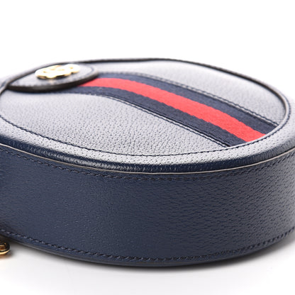 Gucci Soft Textured Calfskin Web Mini Ophidia Round Shoulder Bag Blue Agata 6 of 7