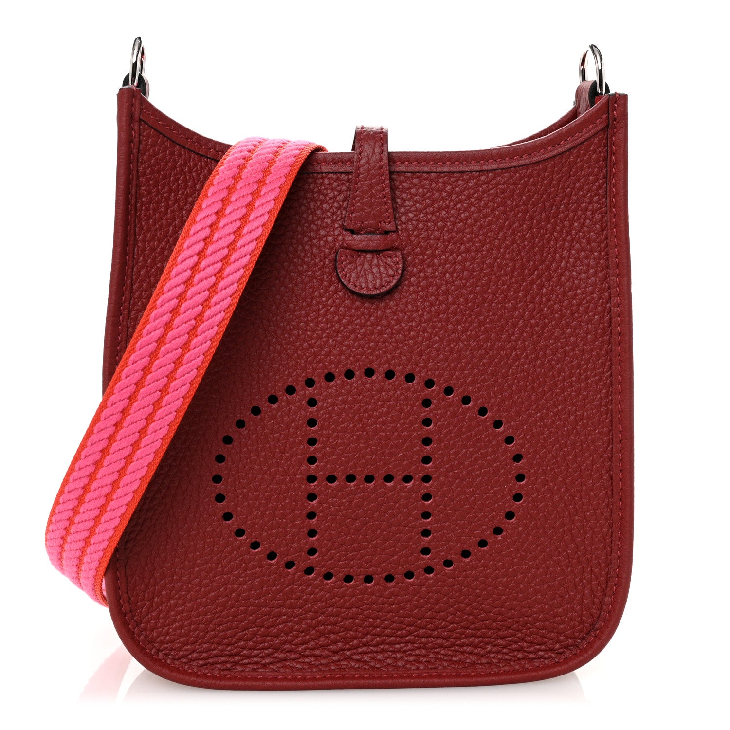 Hermes Taurillon Clemence Evelyne Sangle Cordage TPM Rouge H Orange Field Rose Tyrien 1 of 11