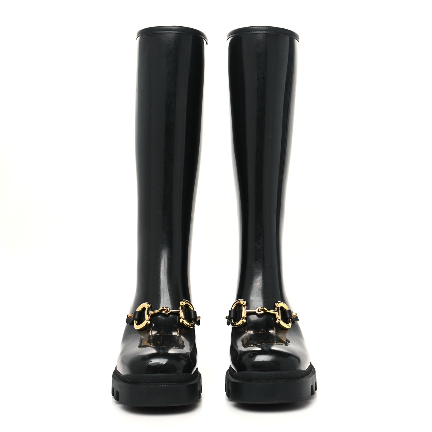 Rubber Horsebit Knee High Boots 39 Black