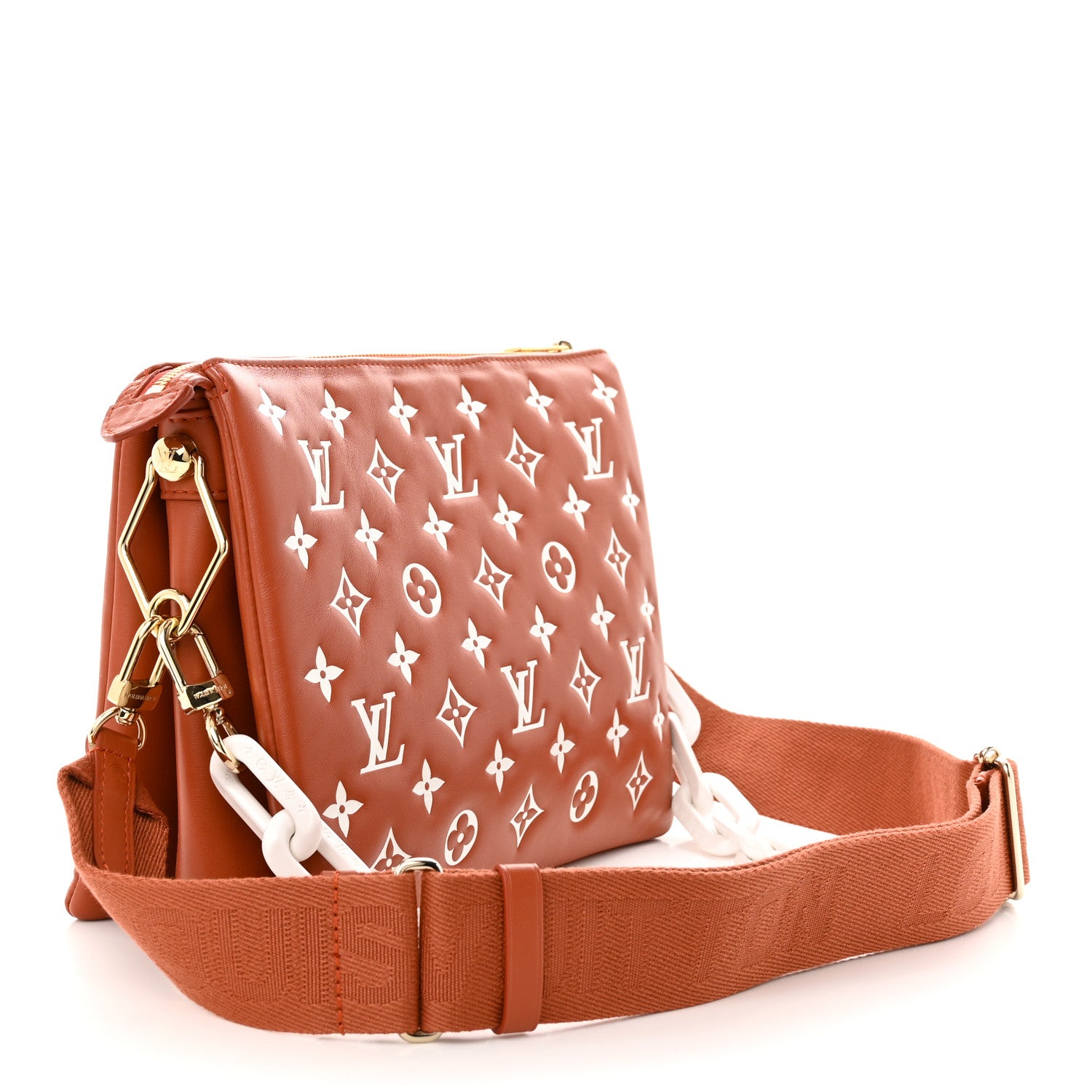 Louis Vuitton Lambskin Embossed Monogram Coussin PM Terracotta Brown 3 of 11