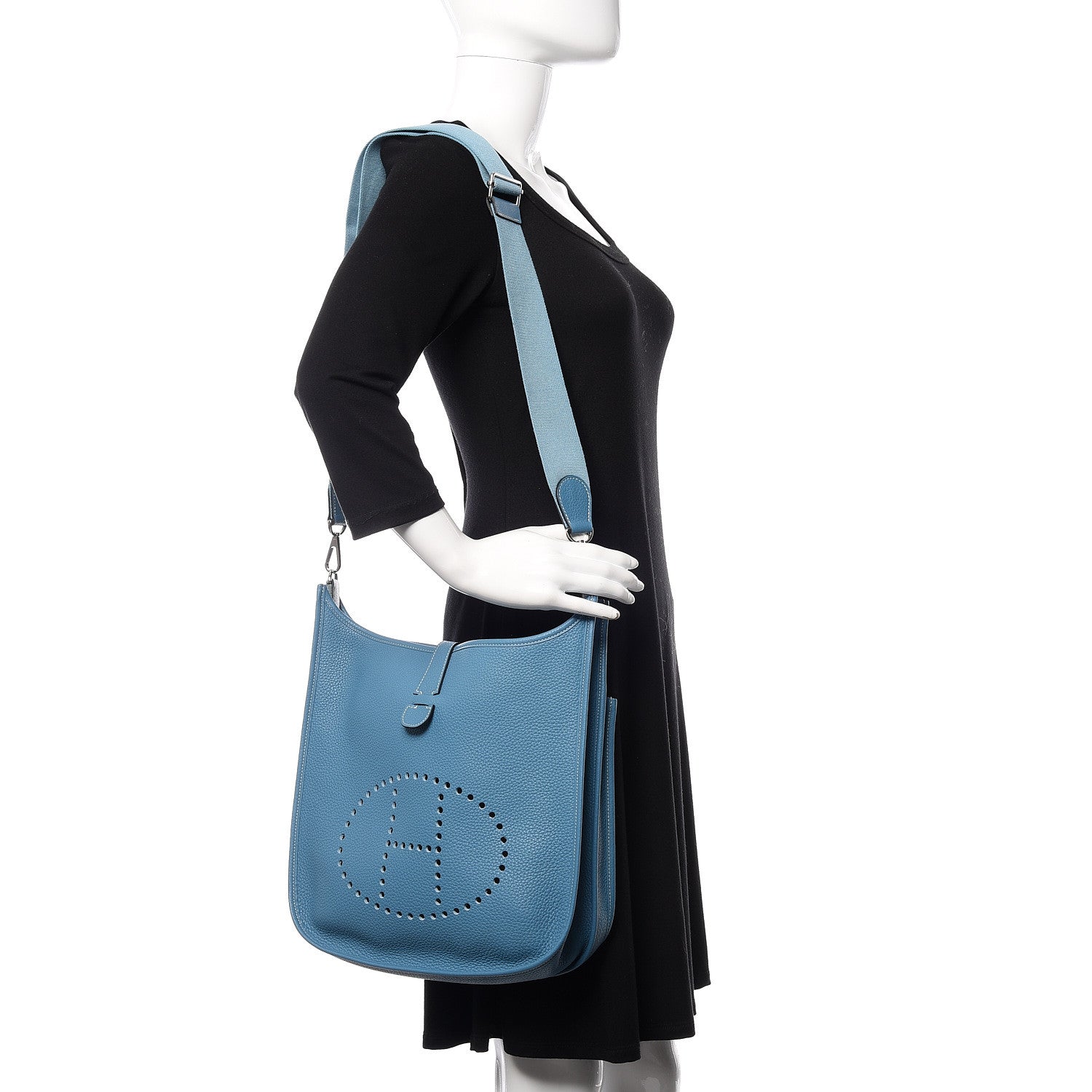 Hermes Taurillon Clemence Evelyne III GM Blue Jean 2 of 10