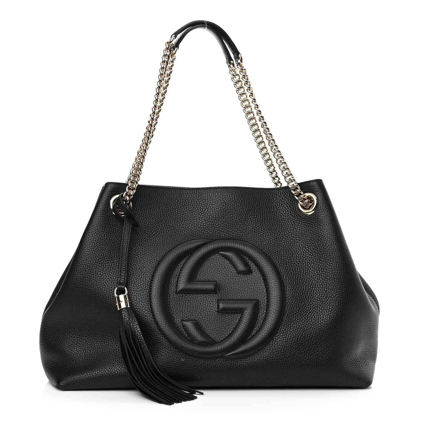 Pebbled Calfskin Medium Soho Chain Shoulder Bag Black