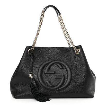 Gucci Pebbled Calfskin Medium Soho Chain Shoulder Bag Black 2 of 11