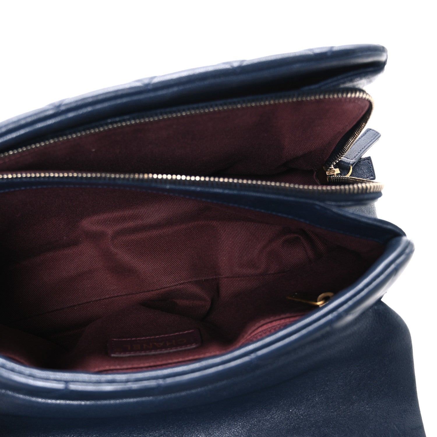 Chanel Shiny Sheepskin Quilted Large Trapezio Flap Navy 5 of 12
