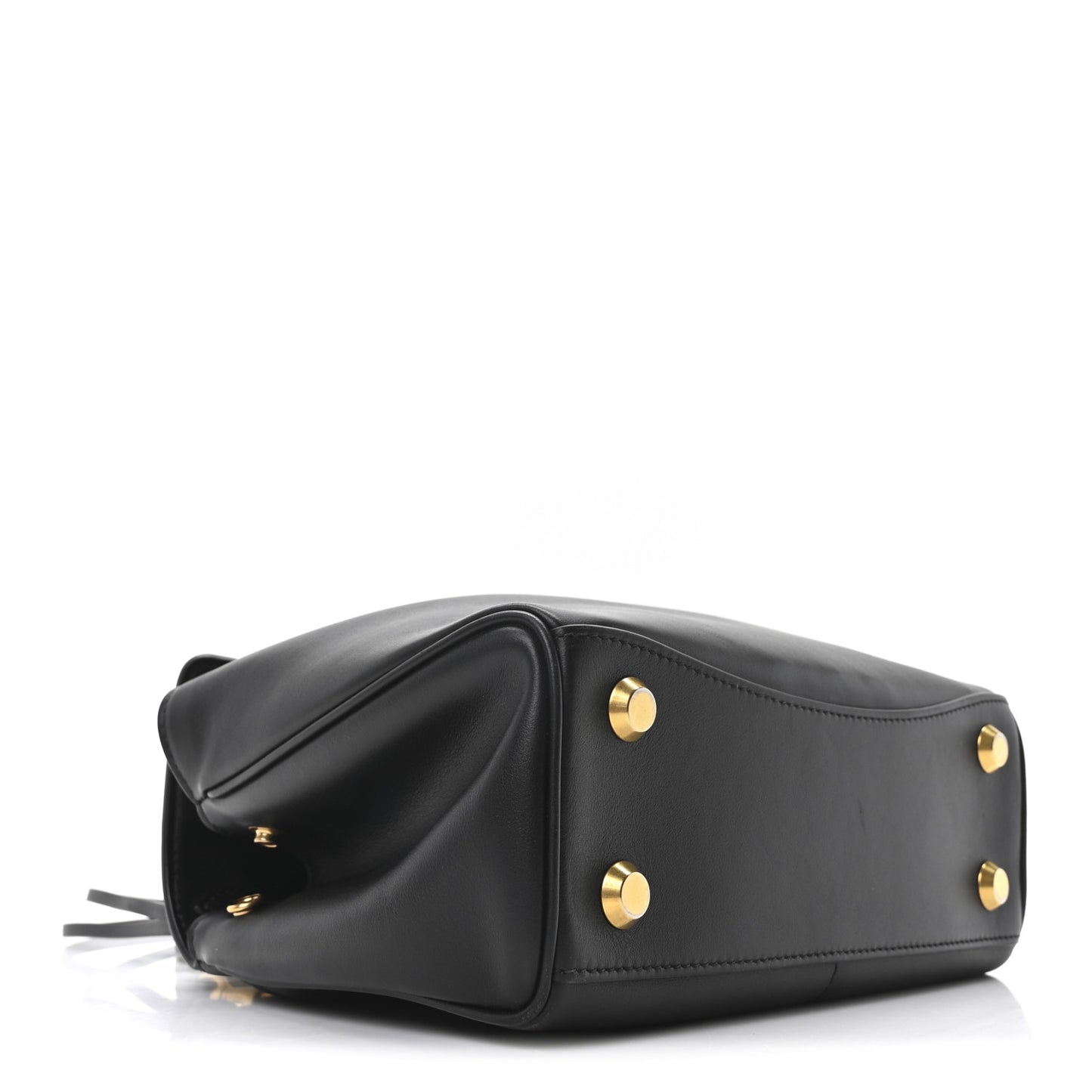 Natural Smooth Calfskin Mini Rodeo Top Handle Handbag Black