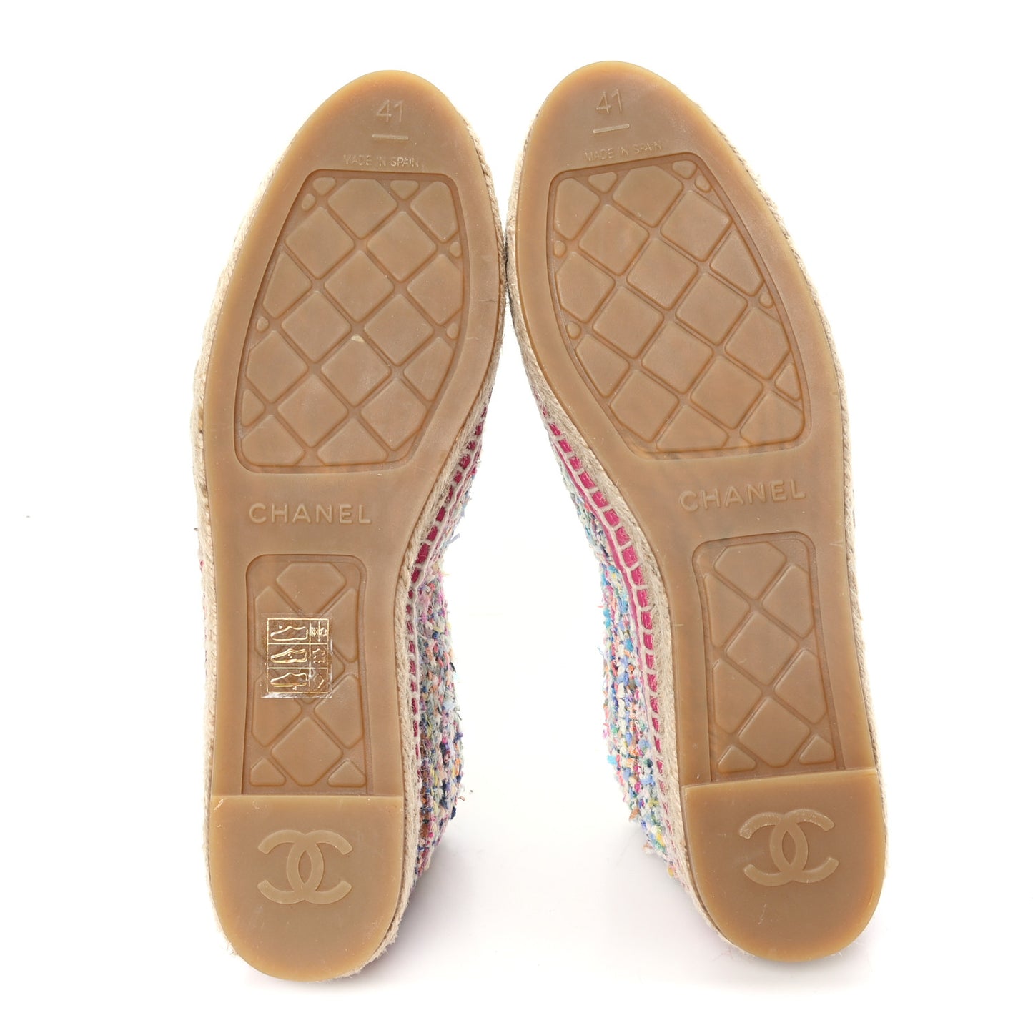 Cotton Tweed Grosgrain CC Espadrilles 41 Multicolor Black