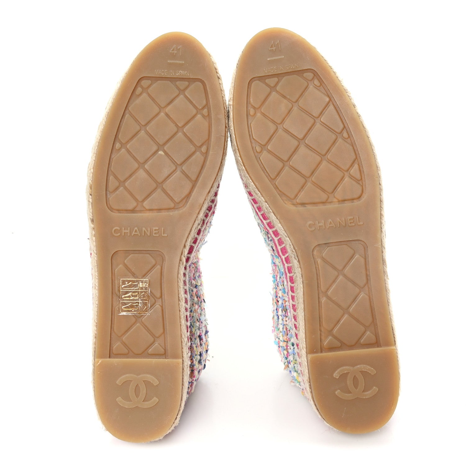 Chanel Cotton Tweed Grosgrain CC Espadrilles 41 Multicolor Black 6 of 10