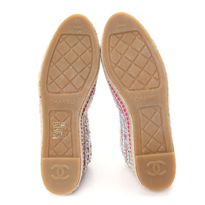 Chanel Cotton Tweed Grosgrain CC Espadrilles 41 Multicolor Black 6 of 10
