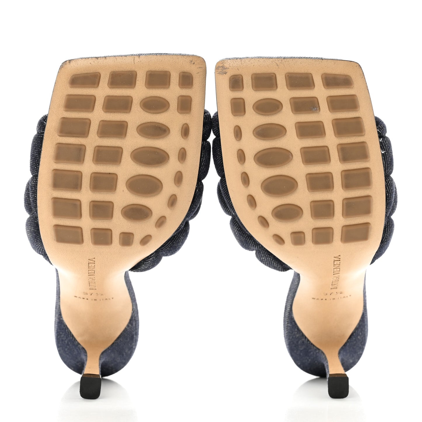 Denim Matelasse Padded Mule Sandals 37.5 Indigo
