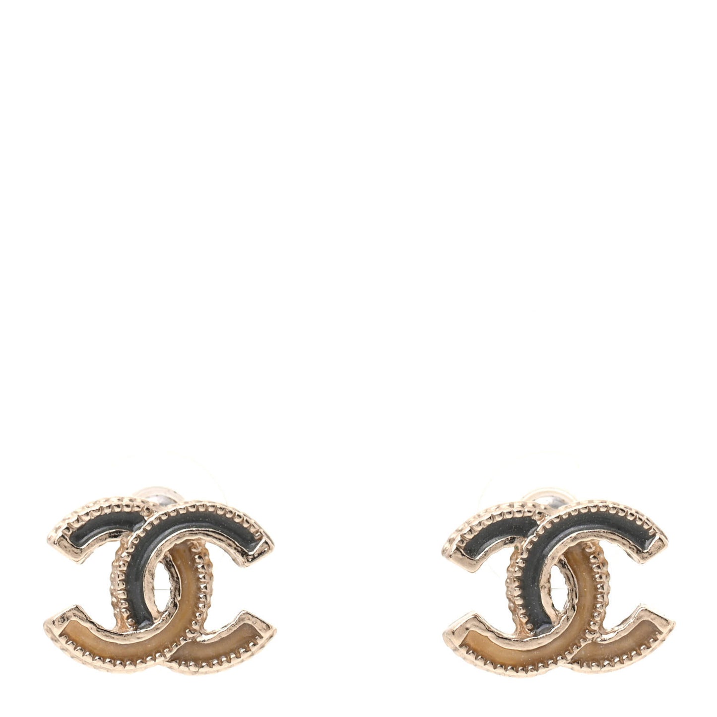 Glitter Enamel CC Earrings Grey Gold